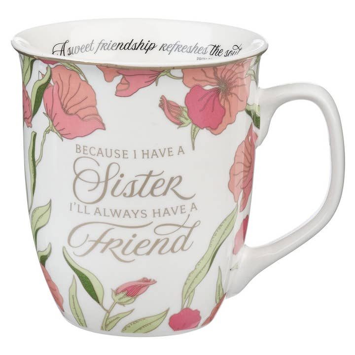 Christian Art Gifts - Wholesale Coffee Mug - Mug Pink Sister, Always a Friend Prov. 27:9
