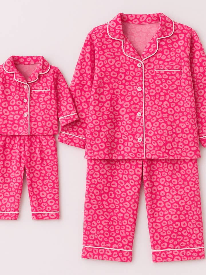 Mommy & Me Pink Animal Print PJ'S for wholesale by The Hair Bow Company