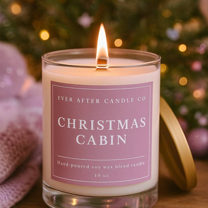 Ever After Candle Co - Wholesale Jar/Filled Candle - Christmas Cabin Candle - 10oz Glass Jar with Wooden Wick0
