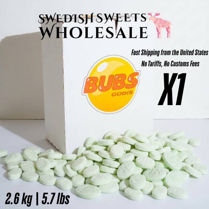 Swedish sweets Wholesale LLC - Swedish Candy - Wholesale Gummy - Bubs Sour Fruity Pear Mini 2,6 kg | 5,73 lbs