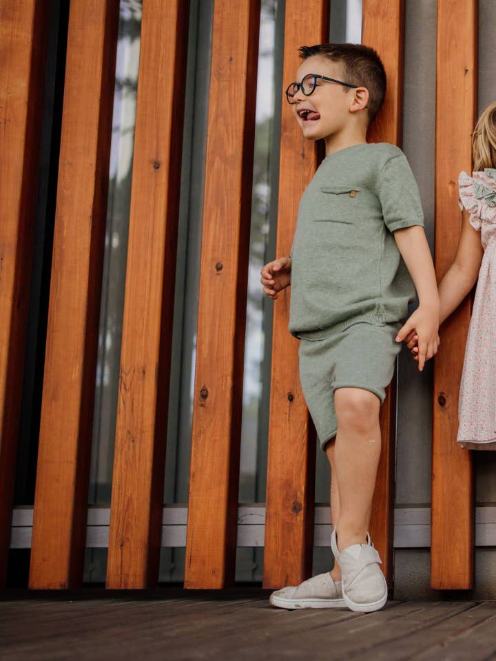 Shorts knitted in organic cotton (child) | MATCHY-MATCHY FAMILY for wholesale by Wedoble: sustainable children's fashion