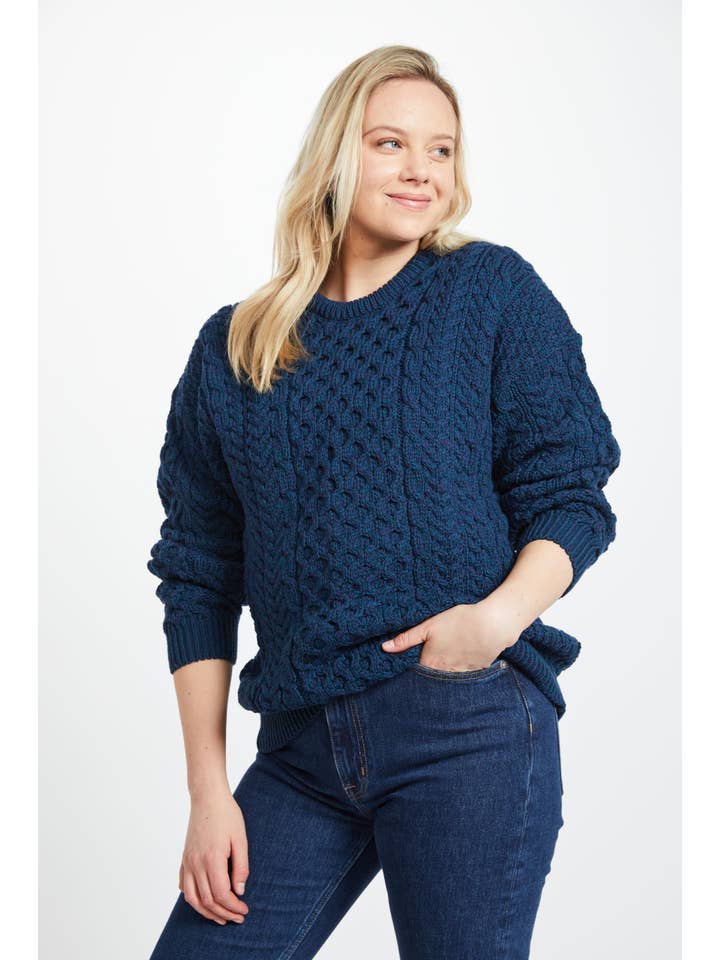 Aran Woollen Mills - Wholesale Knit Sweater - Women's - Inisheer Traditional Ladies Aran Sweater - Atlantic2
