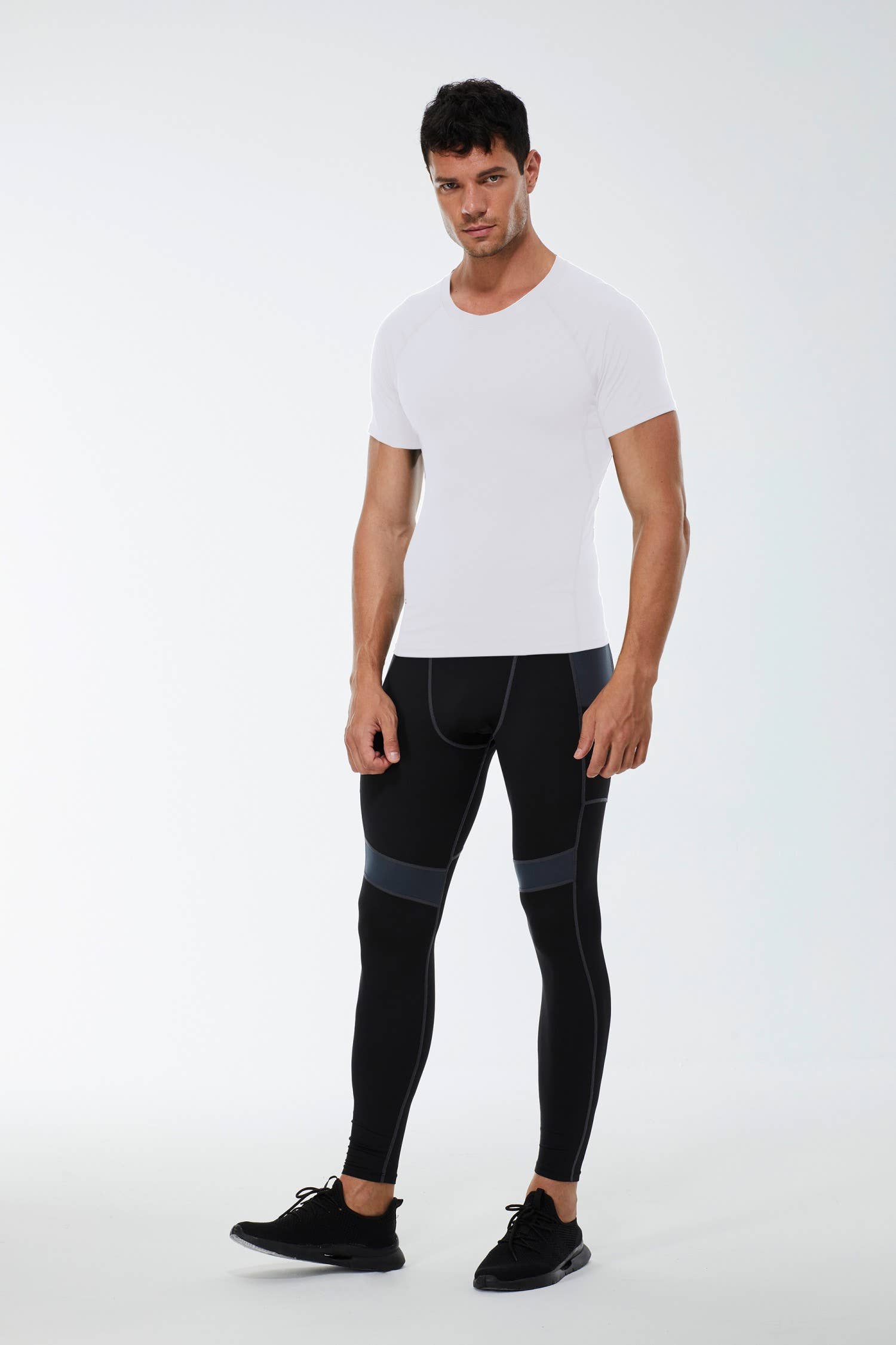 Active by Anna-Kaci - Vente Haut de sport – homme - T-shirt à manches courtes de compression en tissu stretch chiné16