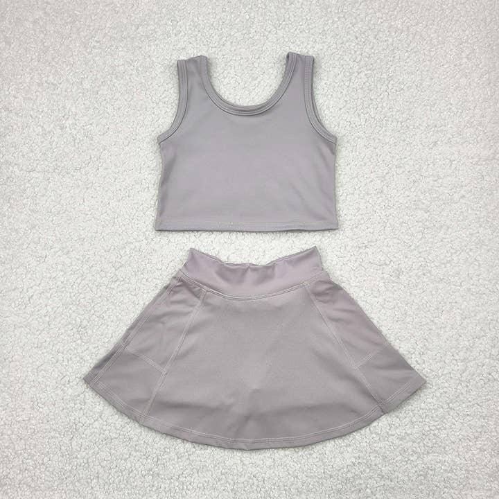 Baby Girls Grey Yoga Tennis Vest Top Sports Skorts Clothes Sets for wholesale by Aier Wholesale