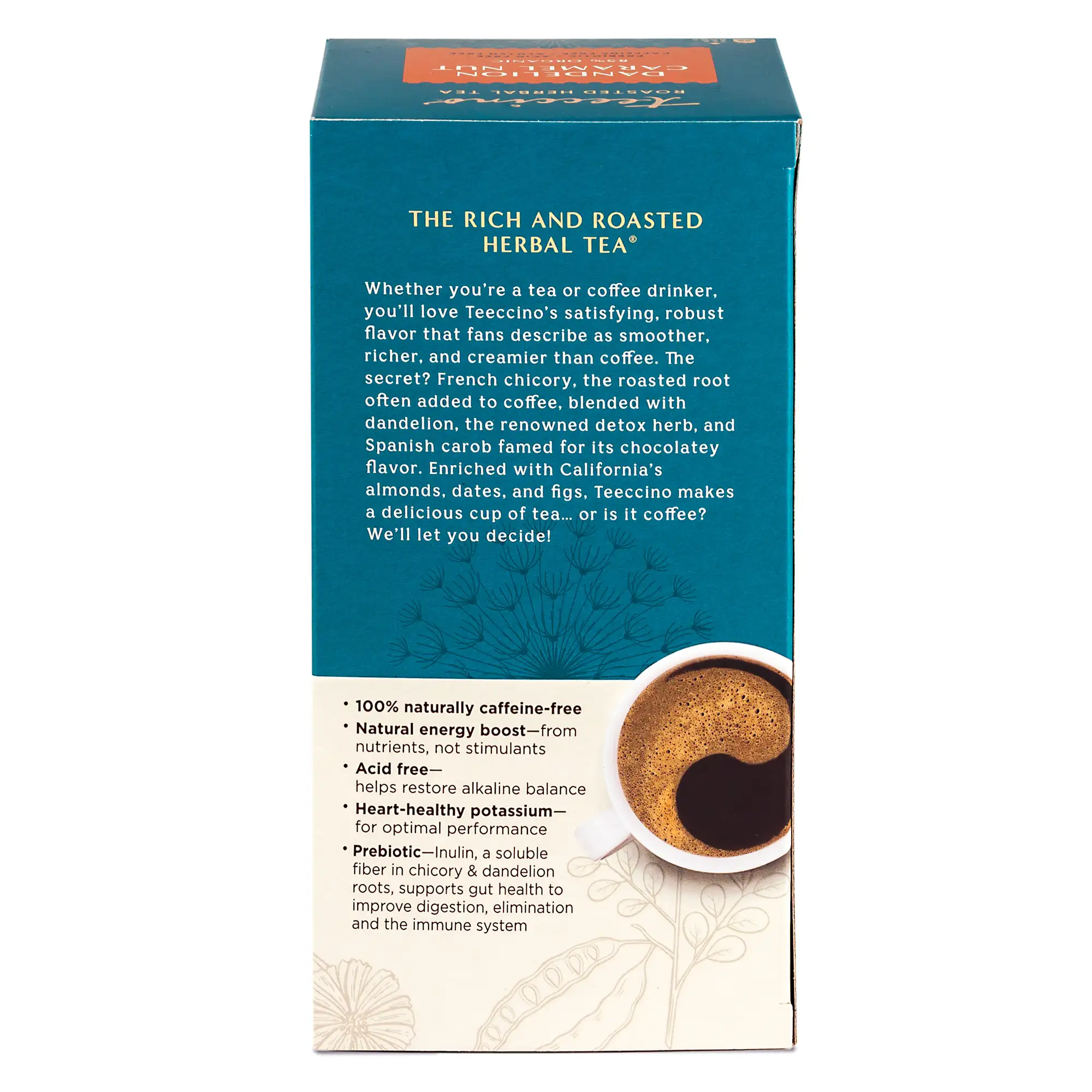 Teeccino - Wholesale Health/Detox Tea - Dandelion Caramel Nut Roasted Herbal Tea 85% Organic1