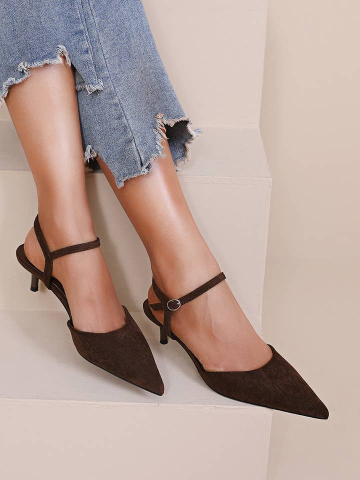 Joia Paris – Engroshandel Sko med lave hæle – Kvinder – Spidse pumps med lav hæl, ankelrem H8-1005E24