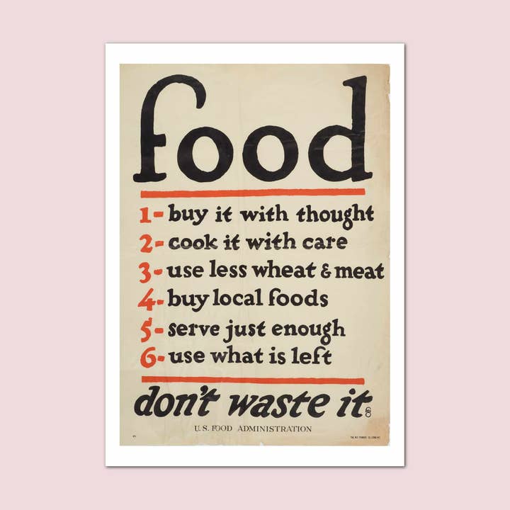 Stampa di propaganda vintage Food World War Prima Guerra Mondiale per la vendita all'ingrosso da parte di Holland Road Prints