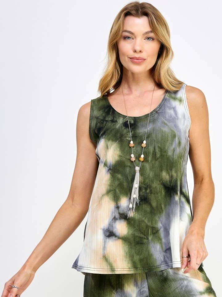 CC Wholesale Clothing - Wholesale Tank top – Women′s - Andante Tie Dye Print Sleeveless Tank Top6