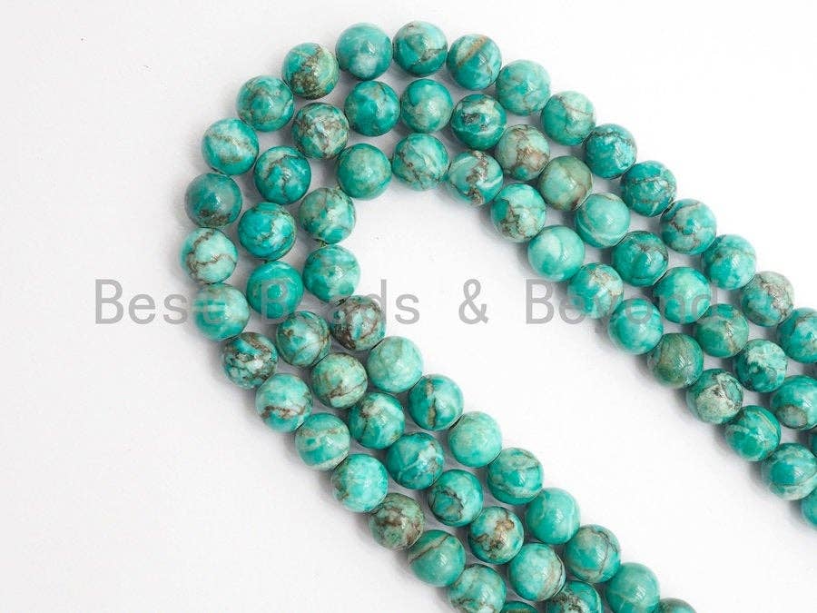 BestBeads&Beyond - Wholesale Beads - Smooth Round Africa Turquoise beads, 6mm/8mm/10mm/12mm Blue Green Gemstone beads, Africa Turqoise beads, 15.5inch strand, SKU#U2684