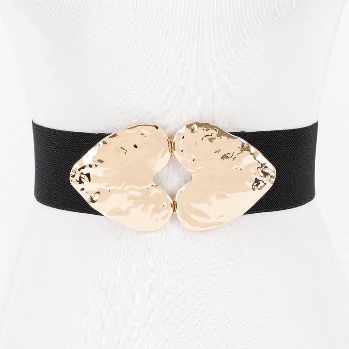 Double Metal heart Buckle Stretch Plus Size Belt for wholesale by 3AM BY H&D ACCESSORIES