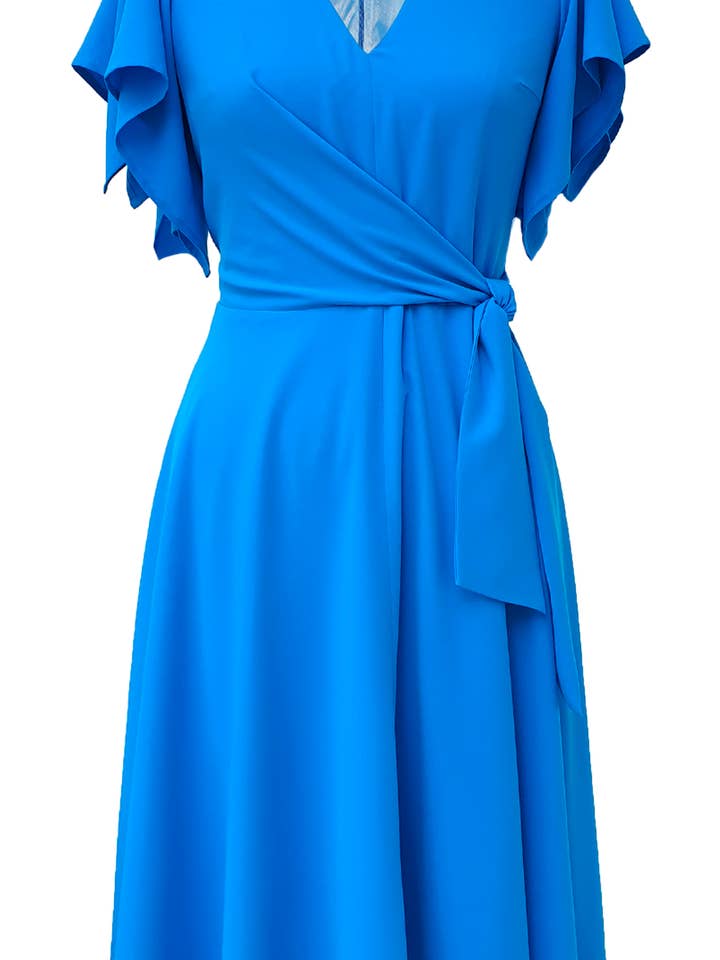 Abito Leda, gonna svasata con corpetto con laccetti laterali per la vendita all'ingrosso da parte di Mellaris