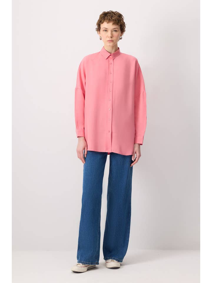 Pink T SLEEVE OVERSIZED SHIRT for wholesale on Faire