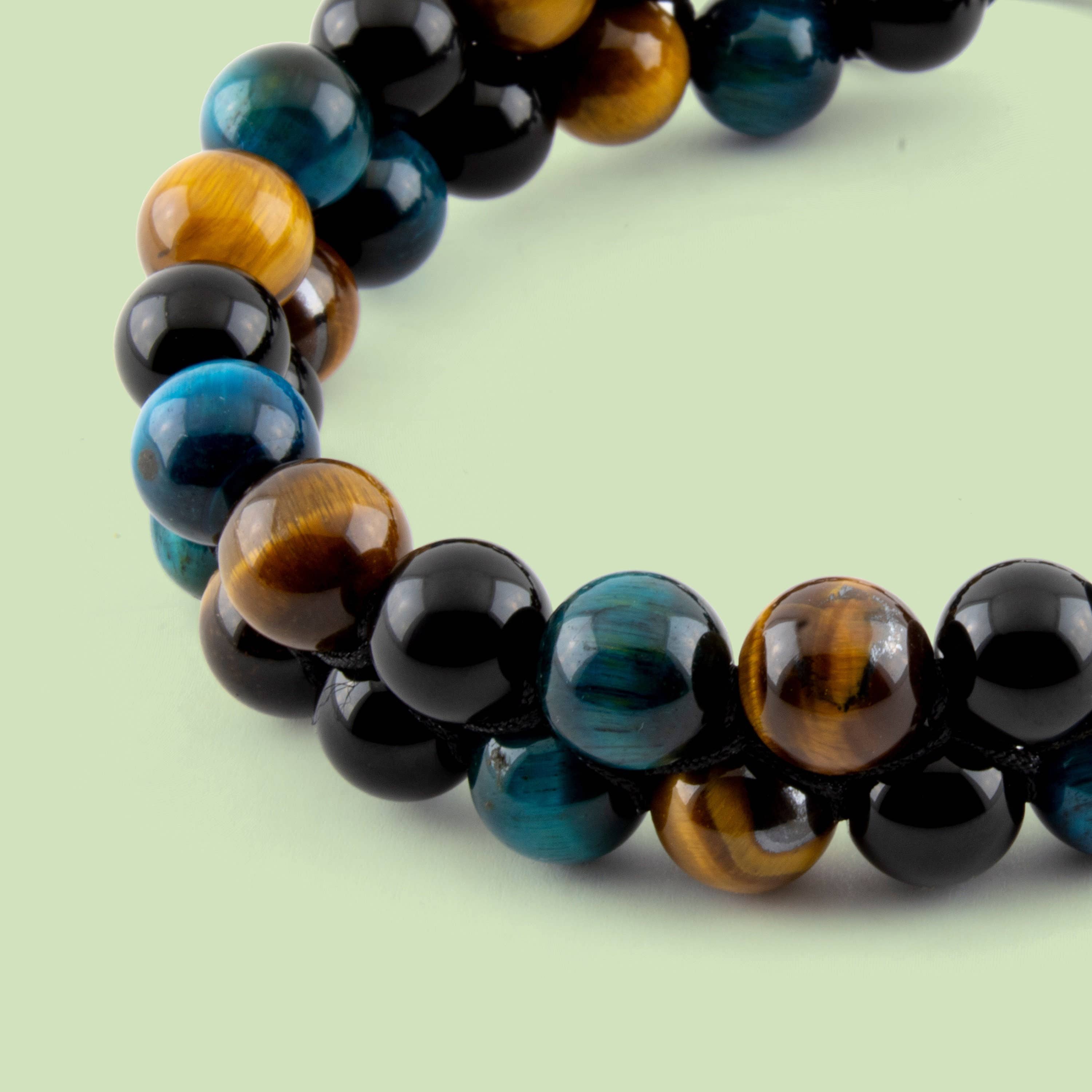 Mana Gallery – Engroshandel Perlearmbånd – Dobbeltlags blåt tigerøje, brunt tigerøje1