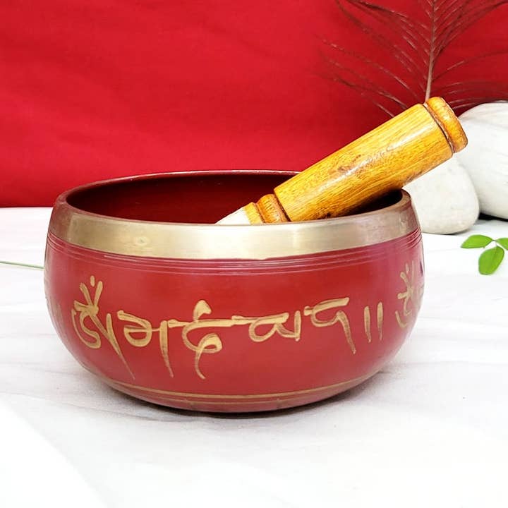 Bol chantant en bronze Kansa fait main | Instrument de prière tibétain avec bâton en bois | Bol de méditation pour la vente par SAMA Homes
