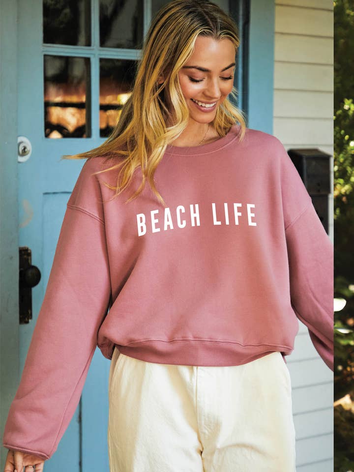 BEACH LIFE Mid Graphic Sweatshirt for wholesale by OAT COLLECTIVE