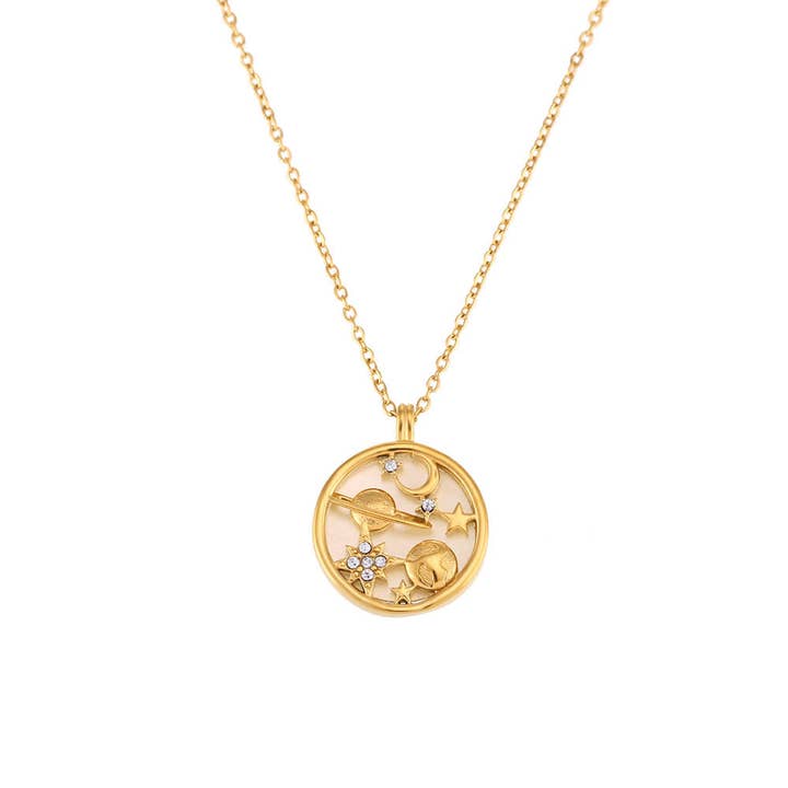 Soul Charms – Großhandel Kette mit Anhänger/Charm – The Universe — 18 Karat vergoldete, wasserdichte Halskette