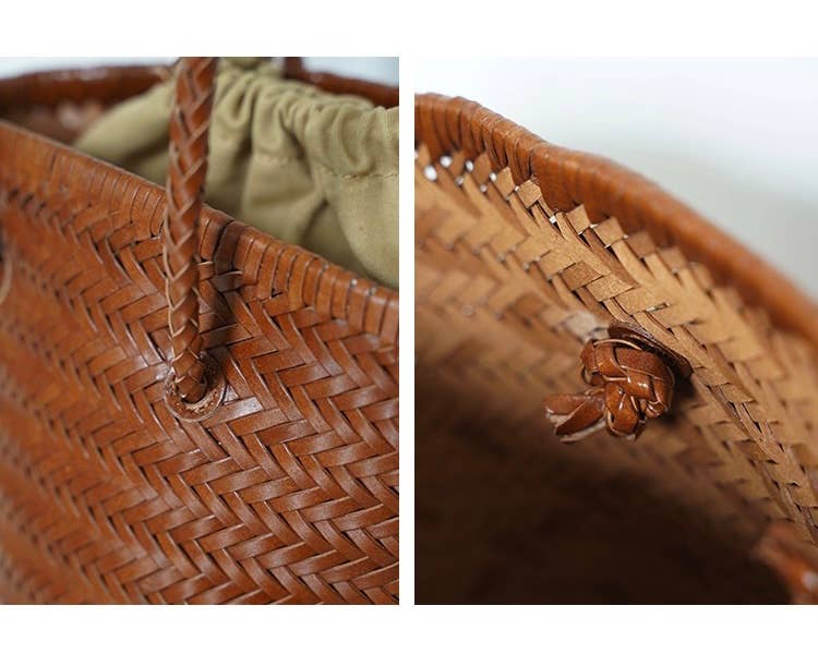 Sook Stainable - Vendita all'ingrosso Borsa da spiaggia - Carmel – Borsa a secchiello intrecciata in pelle pieno fiore5