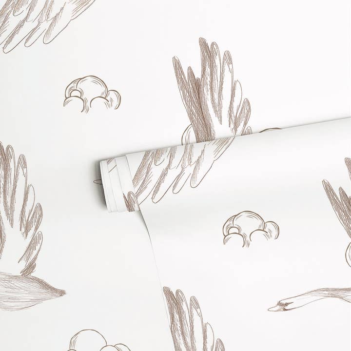 LILIPINSO - Wholesale Wallpaper - NATURAL - Papier peint oies et nuages