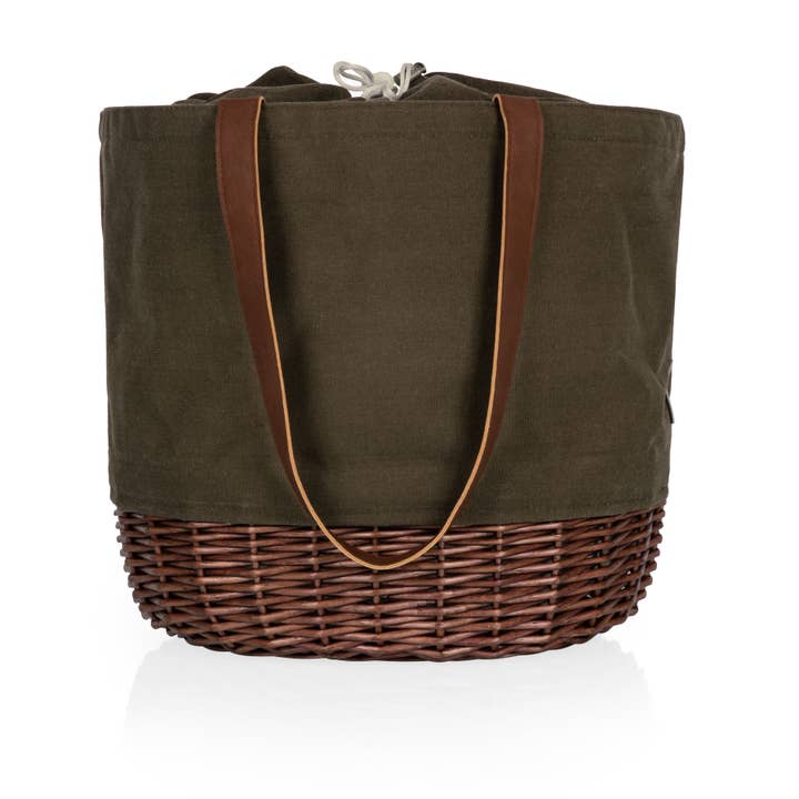 Sac fourre-tout en toile Coronado et panier en osier, (vert kaki avec Br pour la vente par Picnic Time Family of Brands