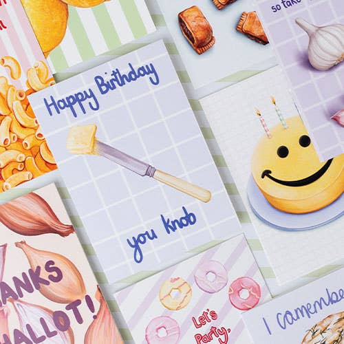 Katie Tinkler illustration – wholesale Birthday card – Happy Birthday You Knob Funny Butter Birthday Greeting Card6