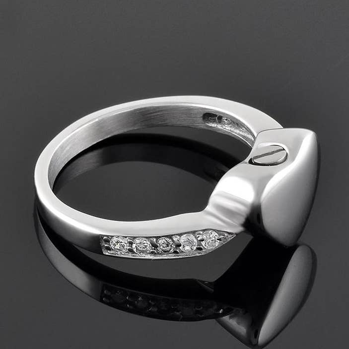 Silver Cremation Urn Ring With Gemstones for wholesale by Cherished Emblems