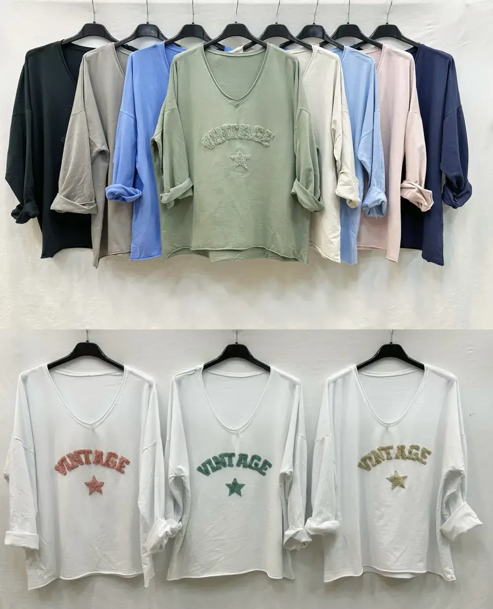 Mimi & Gogo – Großhandel Sweatshirt – Damen – Vintage Sweatshirt mit gesticktem Stern, Einheitsgröße7