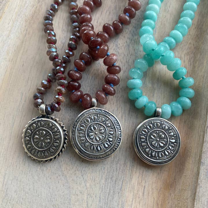 Jen Stock Mindful Designs - Wholesale Pendant/Charm Necklace - Block Print Beaded Necklaces34