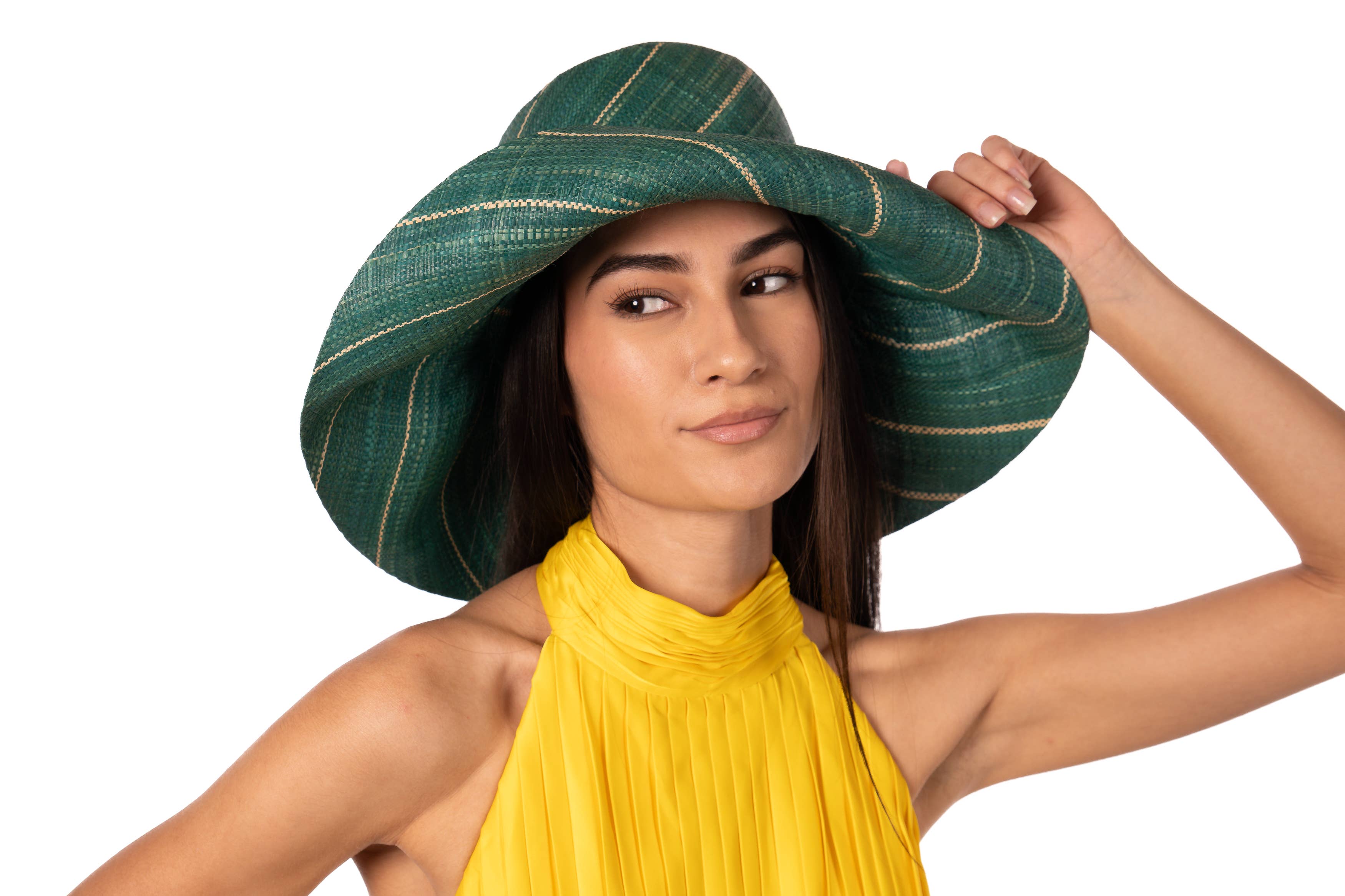 Shebobo - Wholesale Straw Hat - Women's - Monica 5" & 7" Wide Brim Pinstripe Packable Straw Sun Hats6