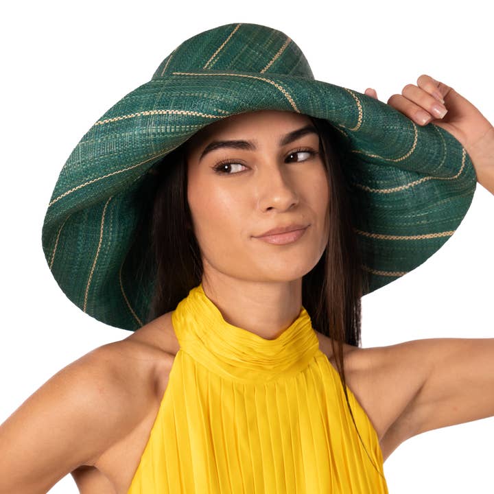 Shebobo - Wholesale Straw Hat - Women's - Monica 5" & 7" Wide Brim Pinstripe Packable Straw Sun Hats6
