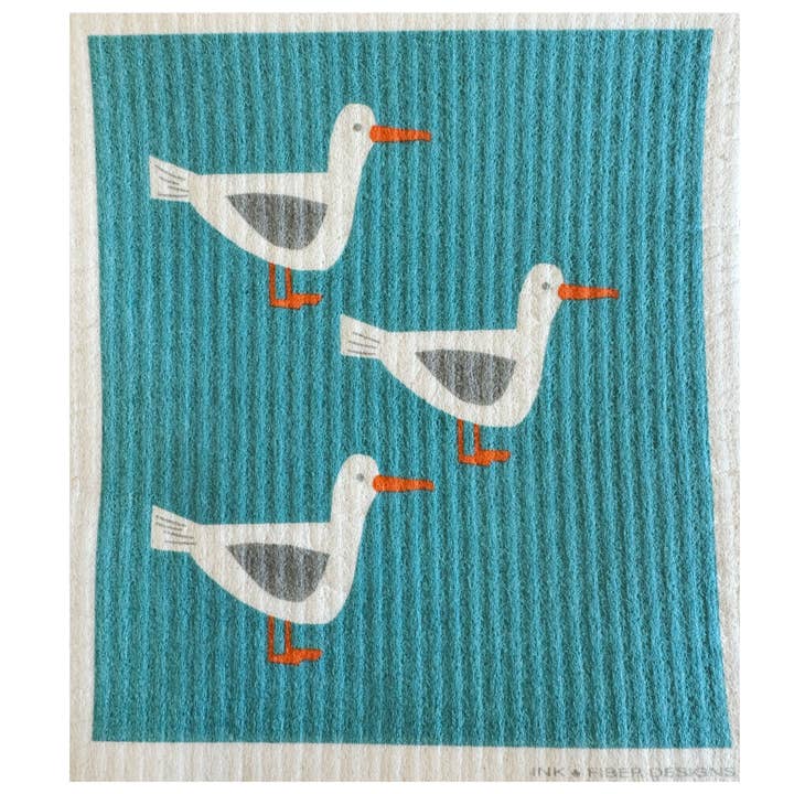 Ink and Fiber Designs - Wholesale Dishcloth - Seagull Bird Swedish Dishcloth