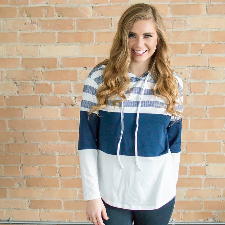 Sudadera rayas | Azul marino y blanco para venta al por mayor de Rogue Society Apparel®️