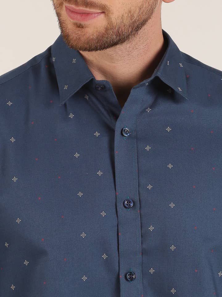 Newham blauw shirt met halve mouwen voor wholesale door MORGAN.M