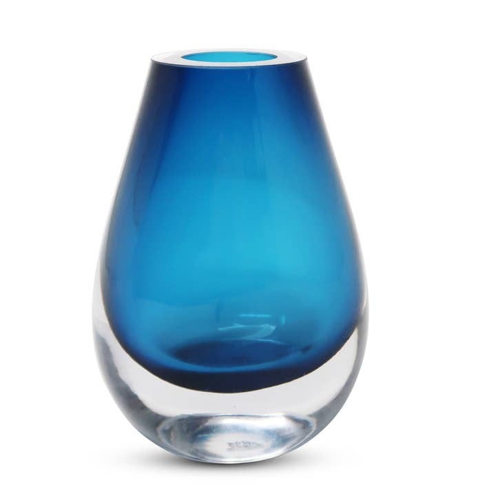VIVIENCE - Wholesale Vase - Blue Glass Bud Vase, 6.5"H
