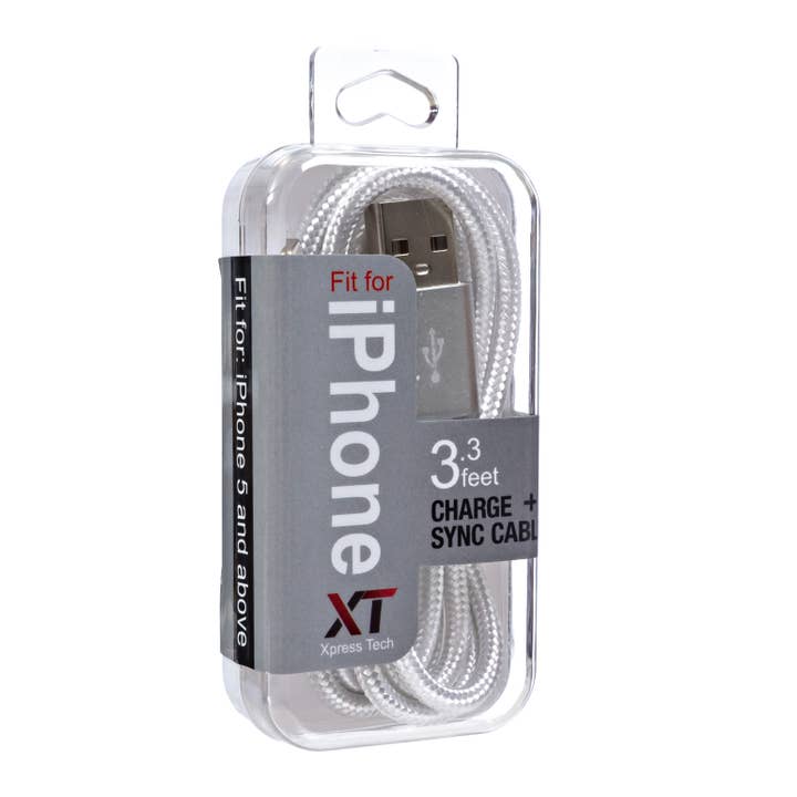 Xpress Tech Cell Accessories XT - Wholesale Charging Cable - Xpress Tech 403 iPhone USB-A Charge and Sync Cable- Silver