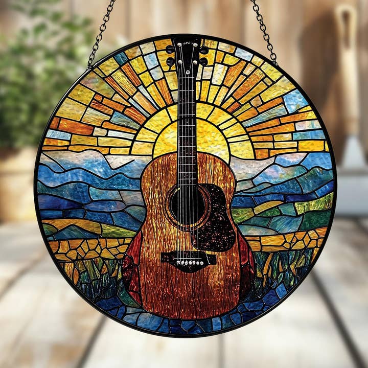 Gitaar Glas-in-lood Zonvanger, Muziekinstrument Cadeau voor wholesale door NVC Ecommerce LLC