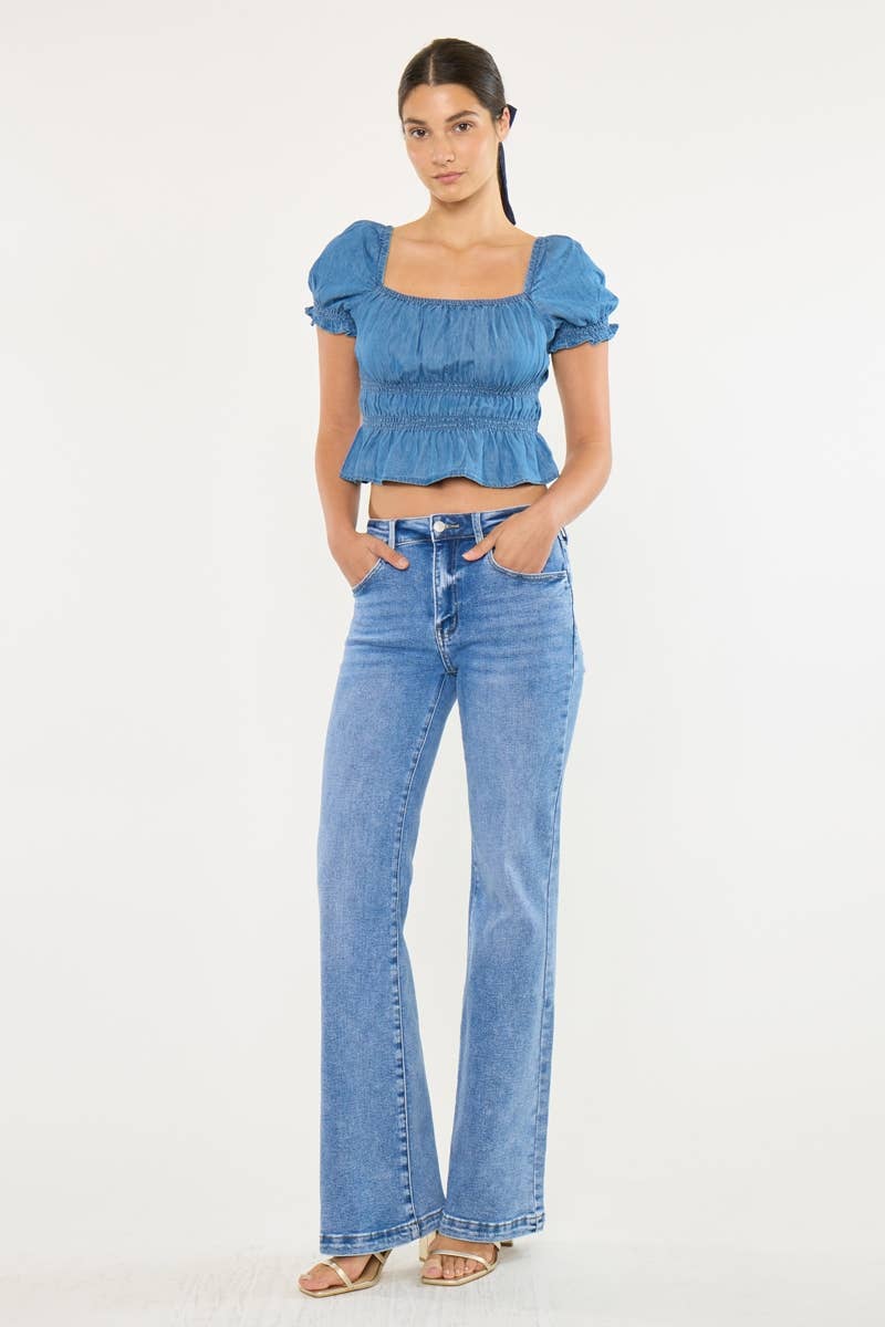 MEDIUM OPEN PACK HIGH RISE WIDE LEG FLARE JEANS-KC20024M for wholesale on Faire2