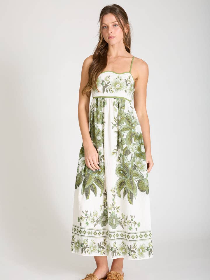 Blu Pepper - Wholesale Dress - Women's - POSITANO FLORAL PATTERN SPAGHETTI STRAP MIDI DRESS15