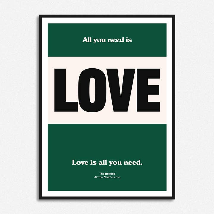 Todo lo que necesitas es amor, impresión en bloque de color para venta al por mayor de HollieGraphik