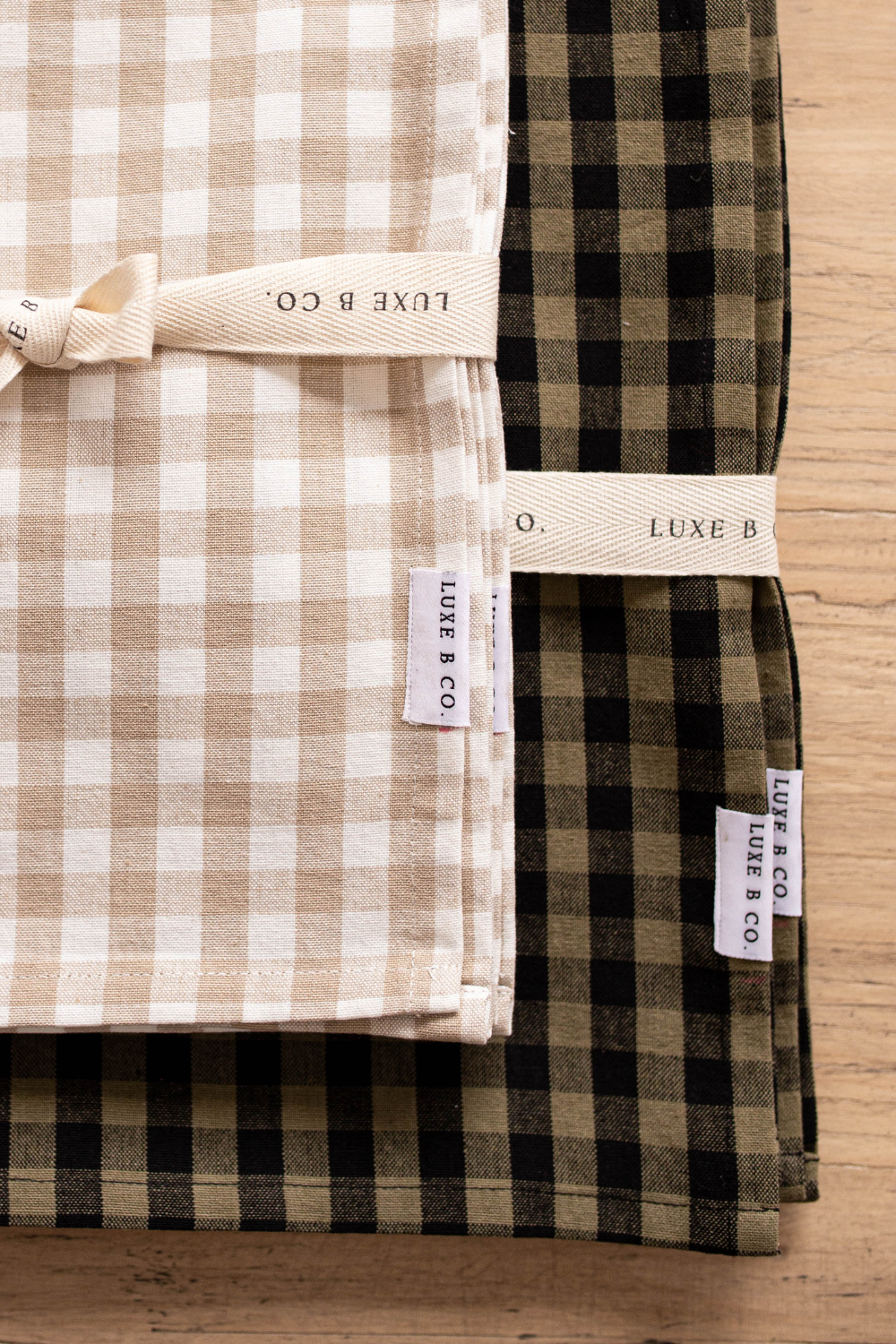 Luxe B Co - Wholesale Tea Towel - Olive Green Gingham Kitchen Dish Towels Luxe B Co. Set of 23