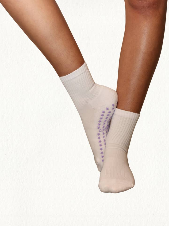 Grounded Grip Socks - Wholesale Socks – Women's - White Crew Grip Socks3
