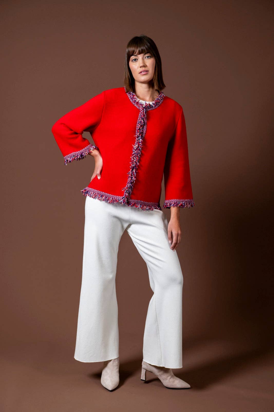 Biana - Wholesale Jacket - Women's - Rita Fringe Jacket ; Red2