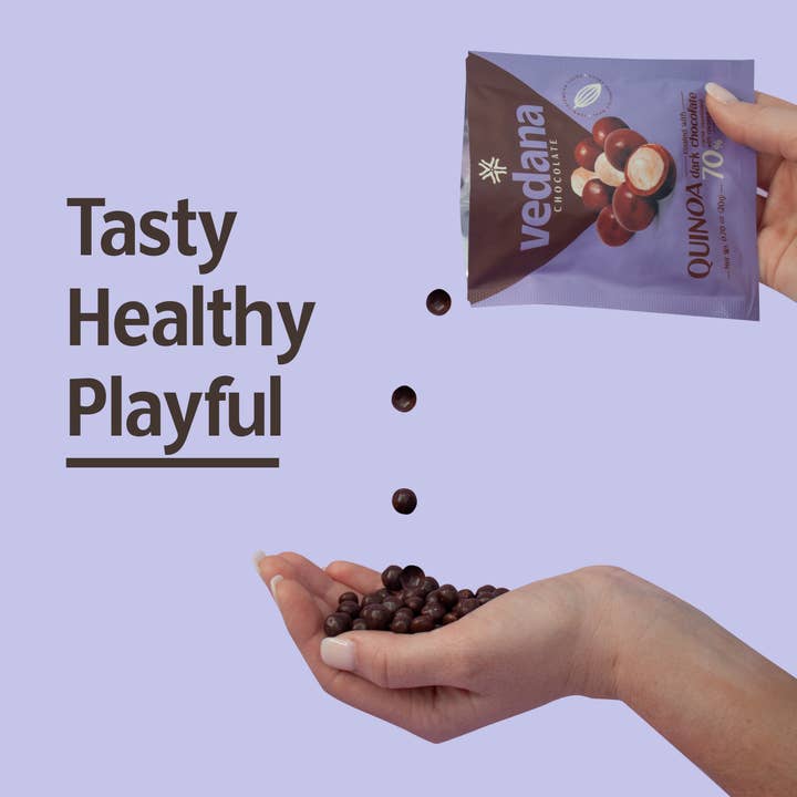 Vedana Chocolate - Wholesale Chocolate Covered Sweets - Puffed Quinoa coated in Dark Chocolate2