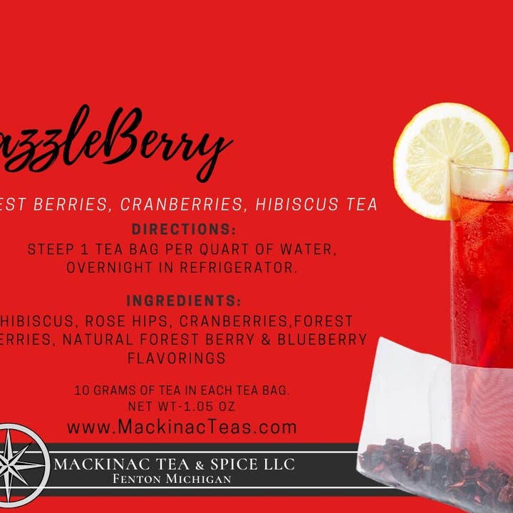 Razzleberry Cold Brew Iced Tea - 3 Quart Sized Bags for wholesale by Mackinac Tea & Spice llc