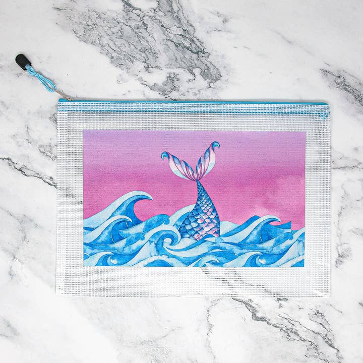 Mermaid Tail Extra Large Clear Organizer Pouch for wholesale by A Nice House