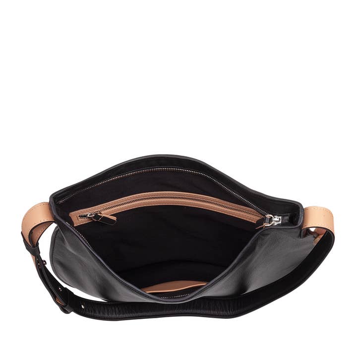 dudu - Wholesale Shoulder Bag - Women's - Dudu Women'S Leather Hobo Bag Zipped Black2