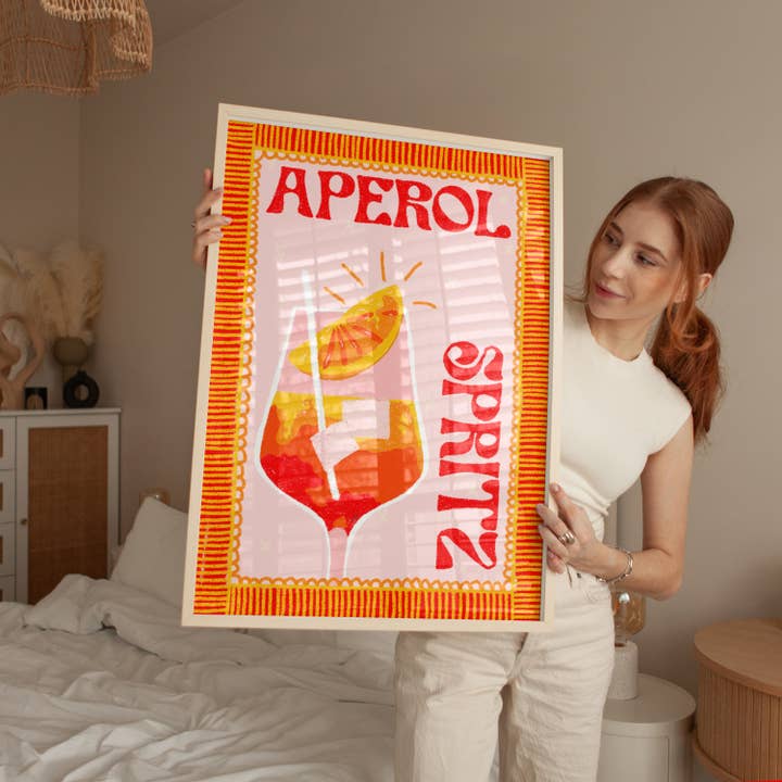 Pink Giraffe Print Co - Wholesale Art Print - Aperol Spritz Hand Drawn Cocktail Print4