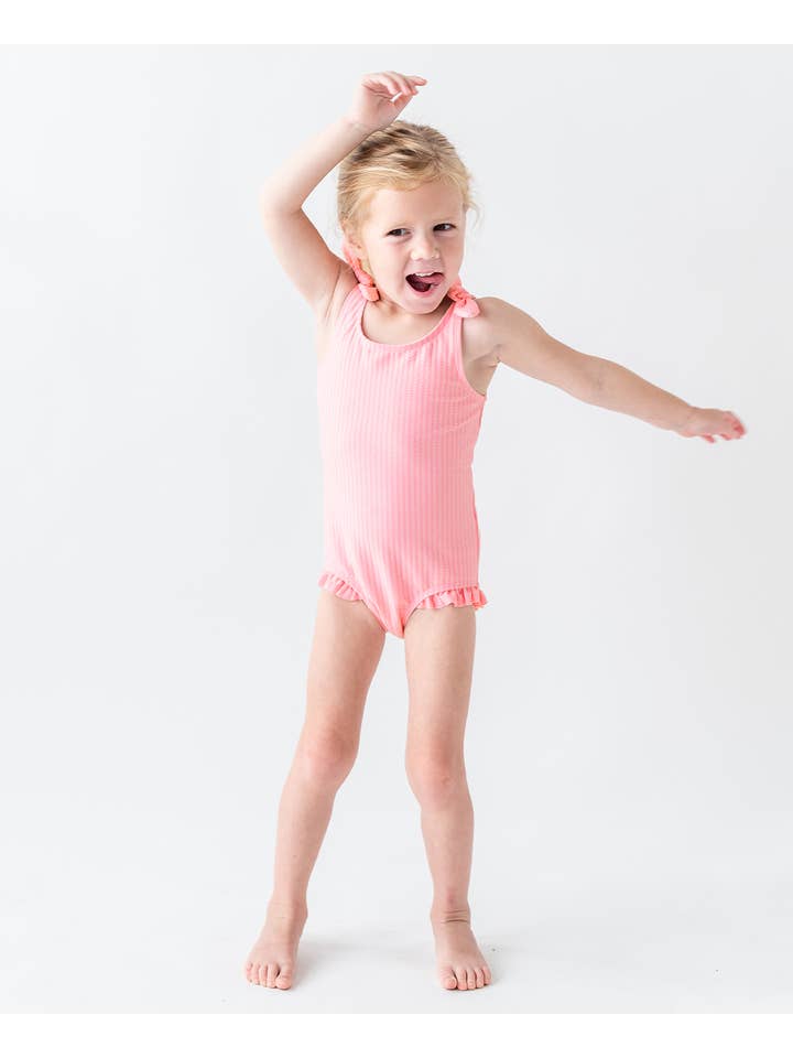 Girls Pink Tie Shoulder One Piece Swimsuit
for wholesale on Faire2