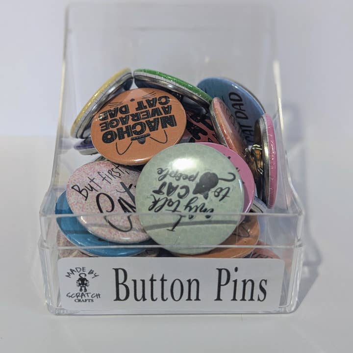 Made By Scratch Crafts - Wholesale Lapel Pin/Button - Cat Lover Button Pins | 1.25” Round Funny Cat Pin Assortment1