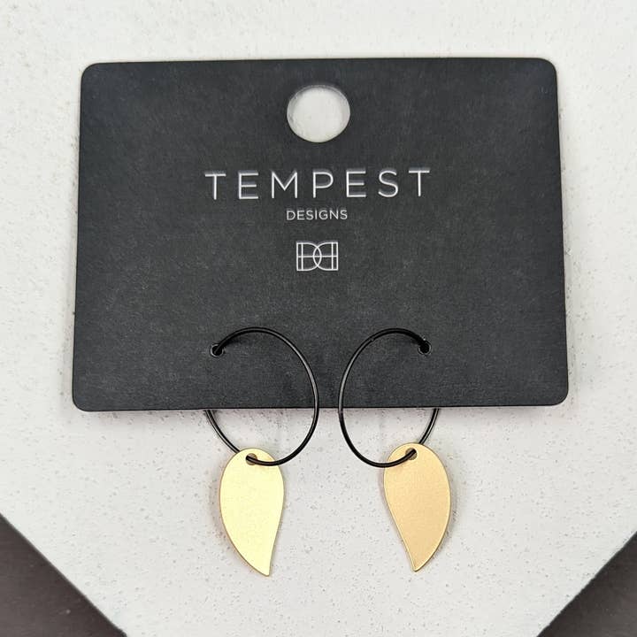 Contemporary drop earrings on delicate hoop for wholesale by Tempest Designs