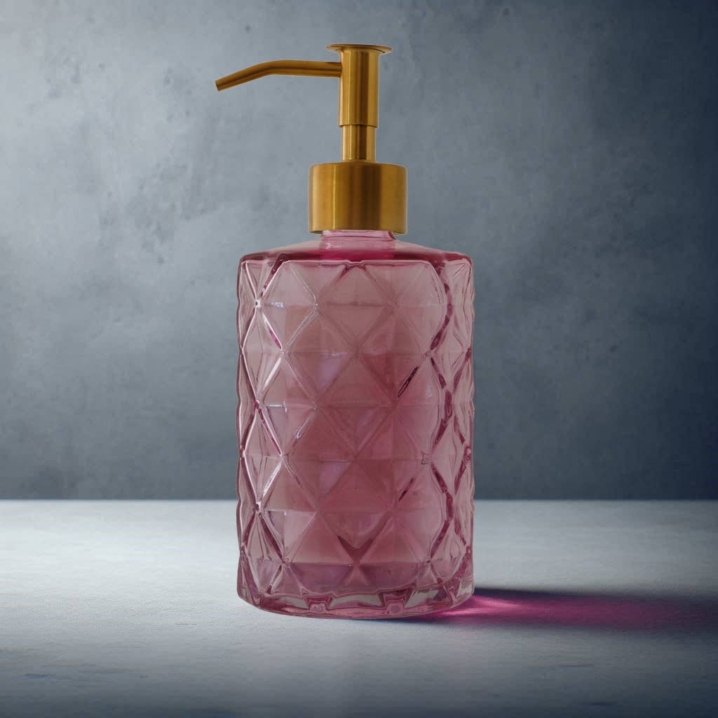 Sanwacraft - Wholesale Zeepdispenser/zeeppompje - Slanke glazen zeepdispenser met diamantpatroon en pomp1